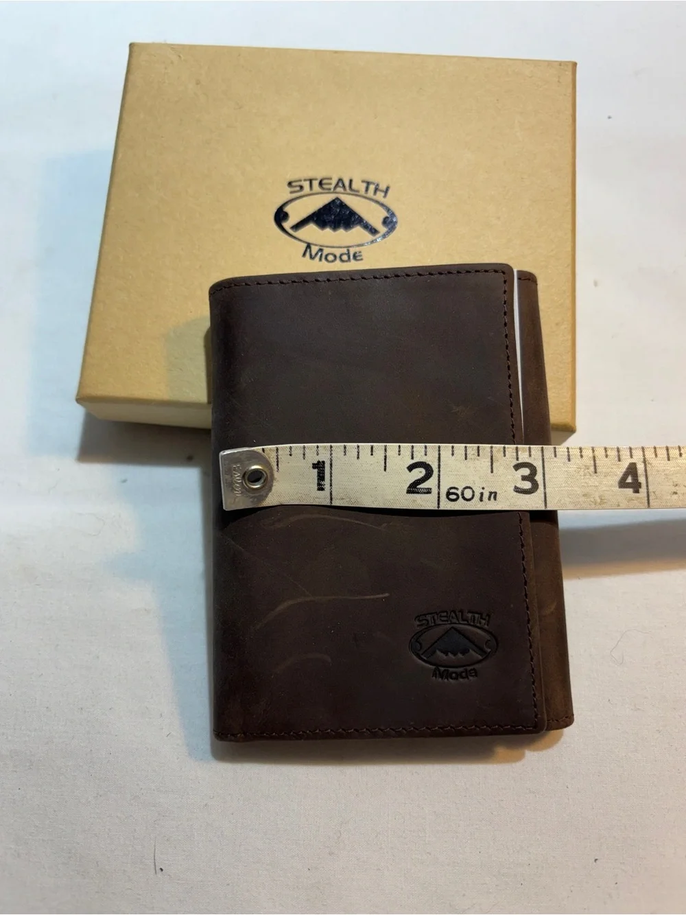 Stealth Mode Brown Leather Trifold Wallet NIB